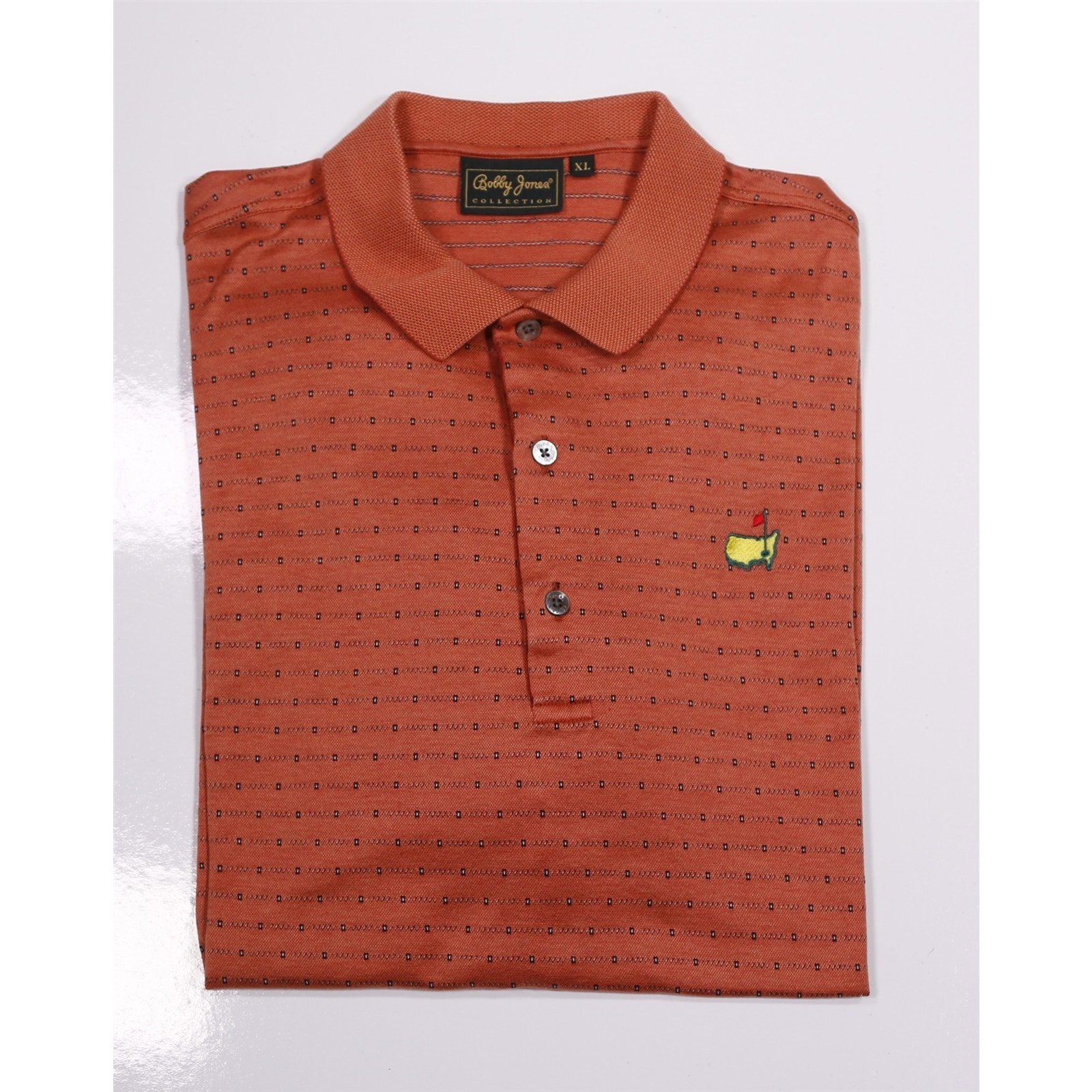Masters Golf Bobby Jones Vintage Orange Striped Cotton Polo Shirt Augusta Xl